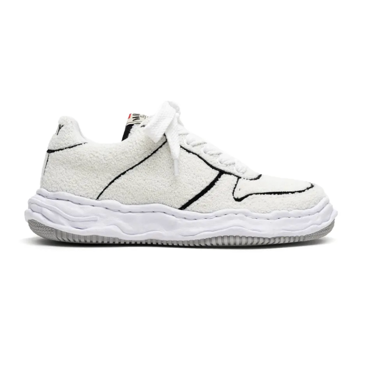Maison Mihara Yasuhiro "WAYNE" White Chenille Embroidey Canvas Low-top Sneaker