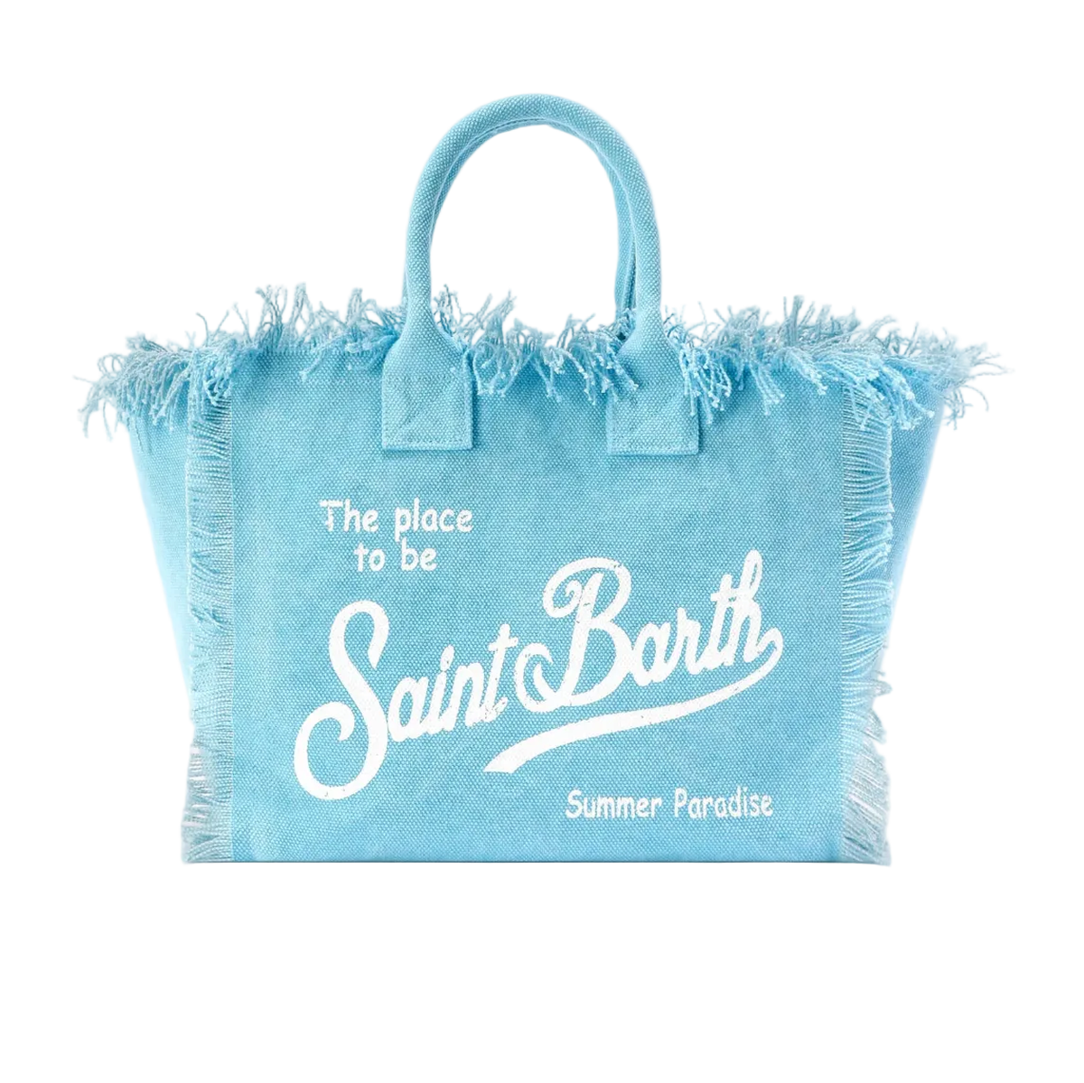 MC2 Saint Barth Light blue canvas Colette linen bag with fringes