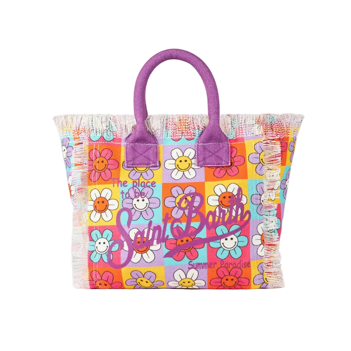 MC2 Saint Barth Colette multicolor smiley daisy print canvas handbag