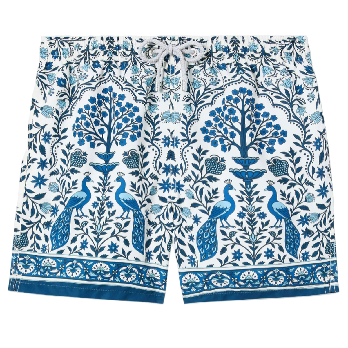 MC2 Saint Barth Gustavia white swim shorts with contrasting peacock print