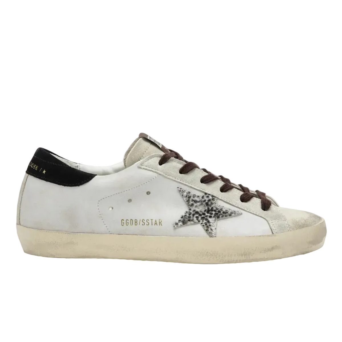 Golden Goose Super-Star sneakers in white with animal-print star