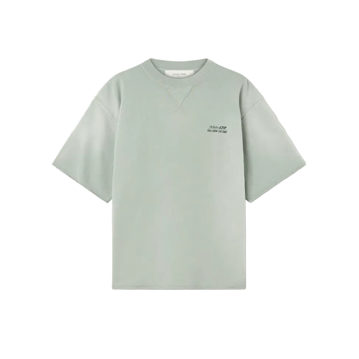 Golden Goose Unisex short-sleeved sweatshirt in green cotton with embroidery