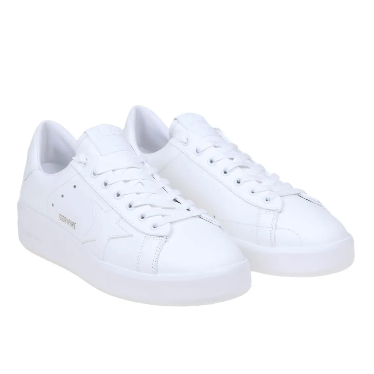 Golden Goose Purestar Leather Sneakers in White with a Star Shiny Leather Heel