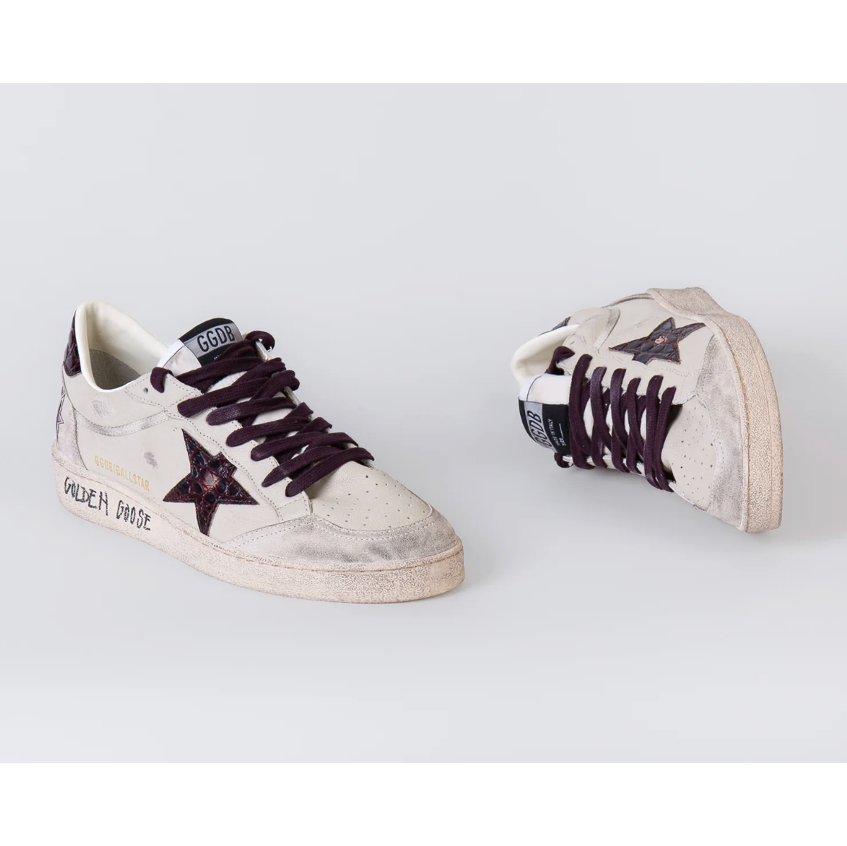 Golden Goose Ball Star Nappa Upper Suede Toe And Spur Nylon Tongue Printed Leather Star And Heel