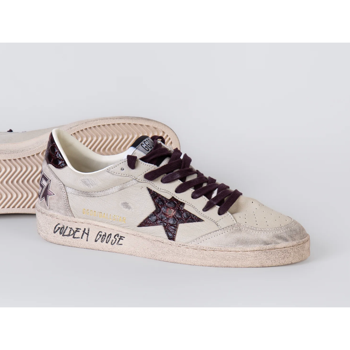 Golden Goose Ball Star Nappa Upper Suede Toe And Spur Nylon Tongue Printed Leather Star And Heel