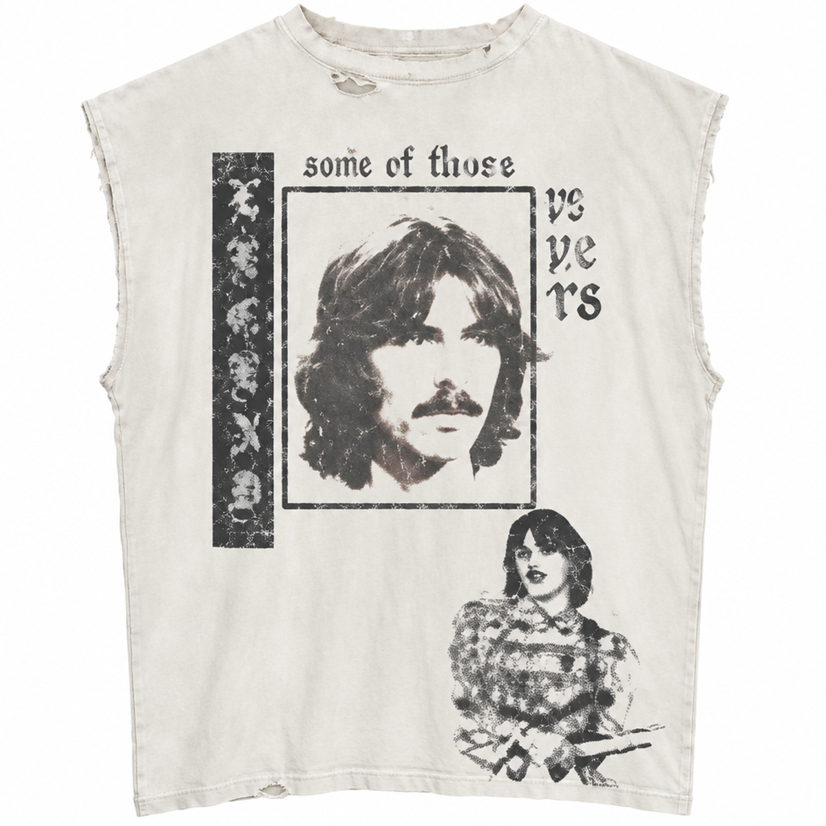 AMÏS ET FLEÚRS “Rip GH” faded bone cutoff t-shirt
