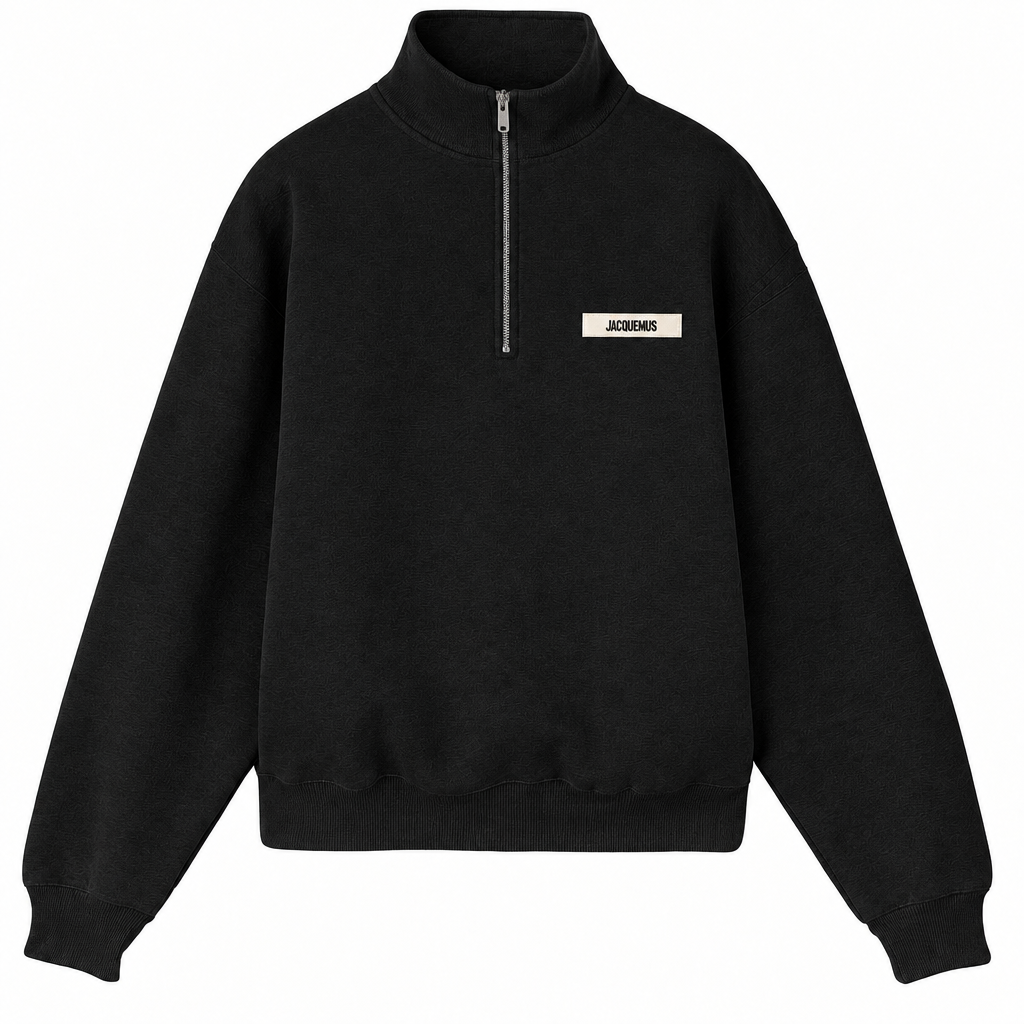 Jacquemus Gros Grain Zipped-Rollneck Sweatshirt in Black