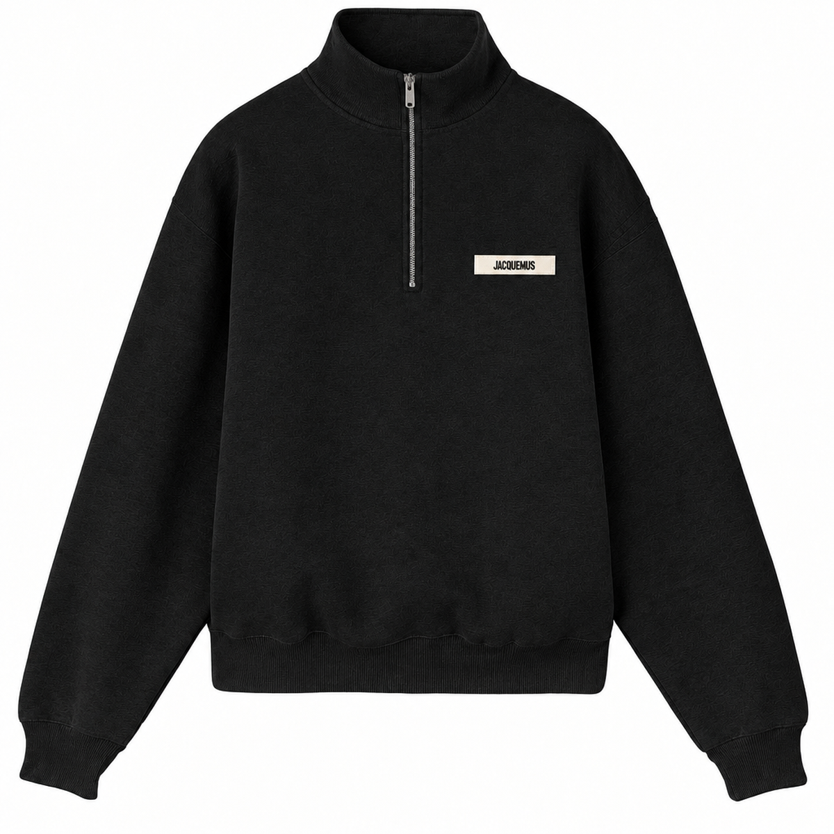 Jacquemus Gros Grain Zipped-Rollneck Sweatshirt in Black