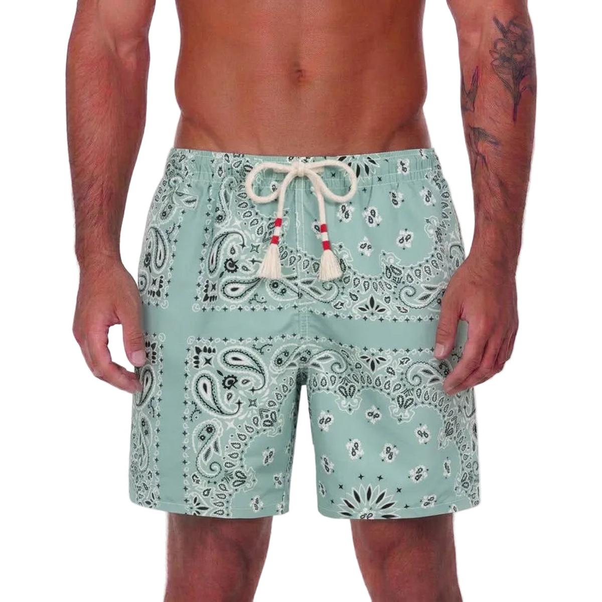 MC2 Saint Barth Caprese Swim Shorts in Green Bandana Print