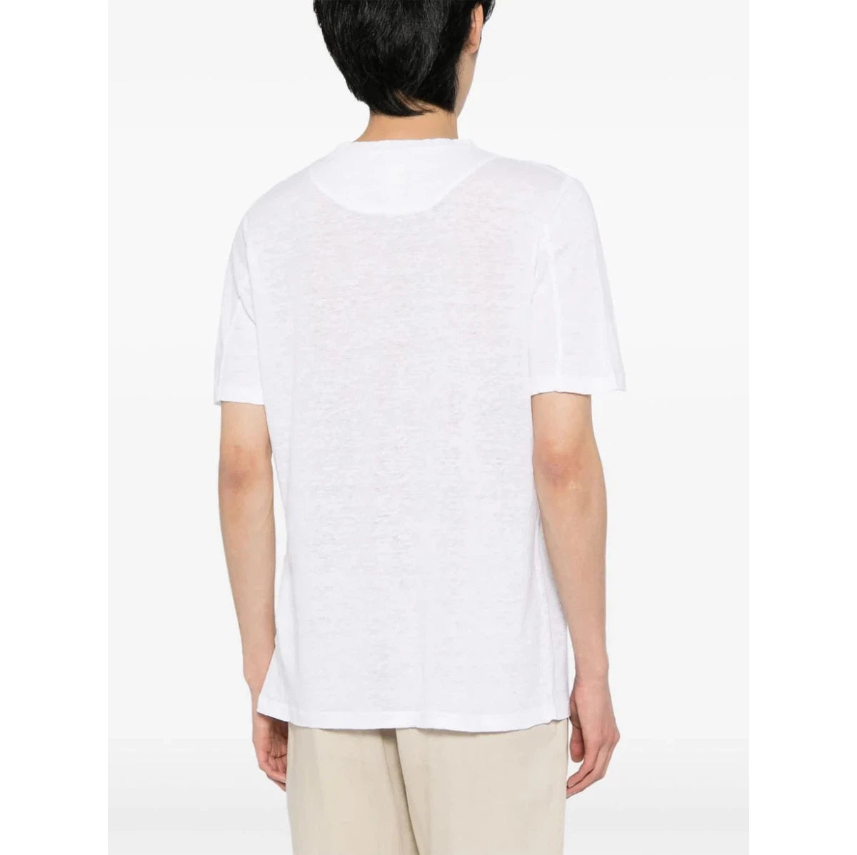 120% Lino White Solid T-Shirt 31ALIM791Q