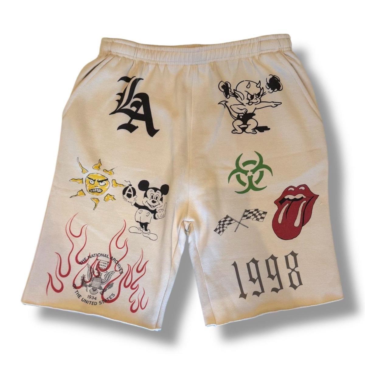 AMIS ET FLEURS Mayhem In Hollywood Cream Shorts