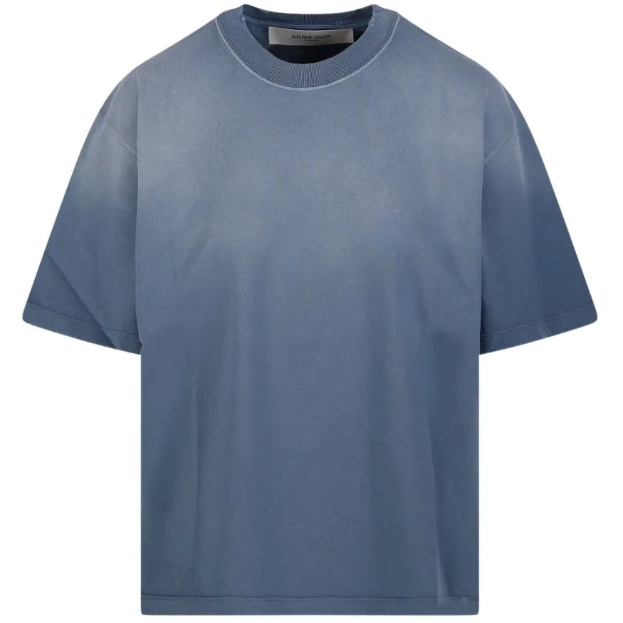Golden Goose Cotton Jersey T-shirt with Logo Patch in Windward Blue
