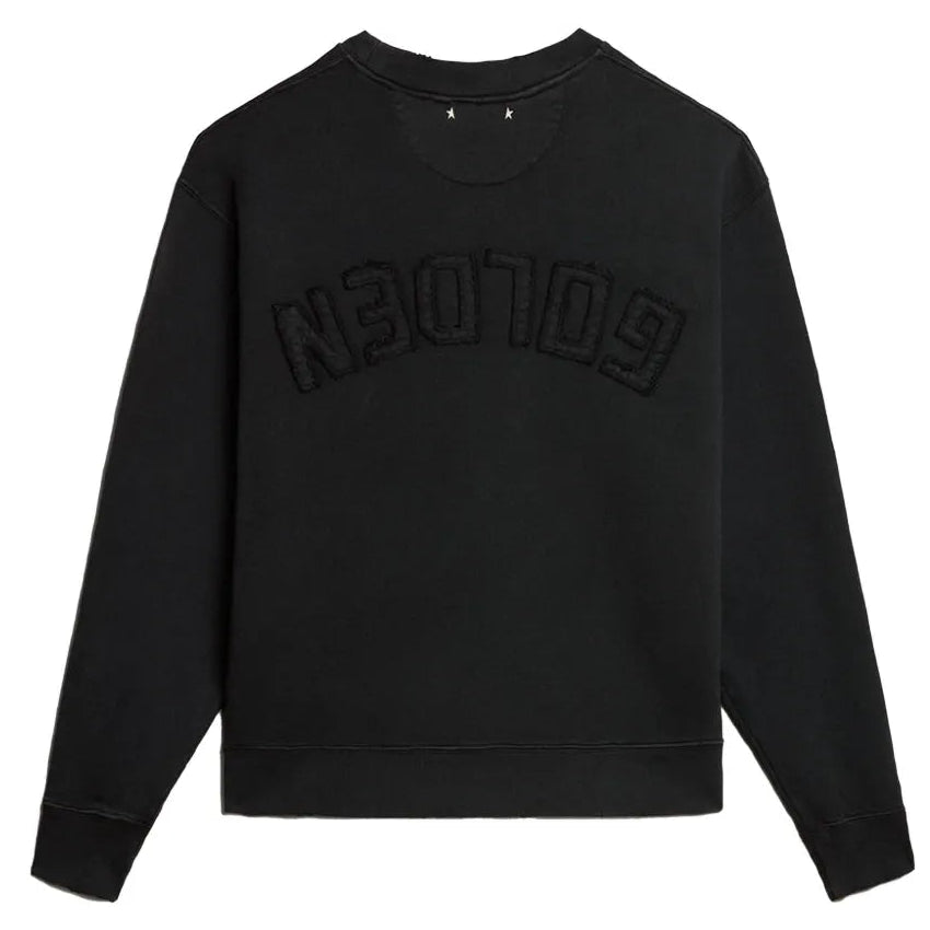 Golden Goose Cotton Jersey Sweatshirt with reverse Logo in Washed Black