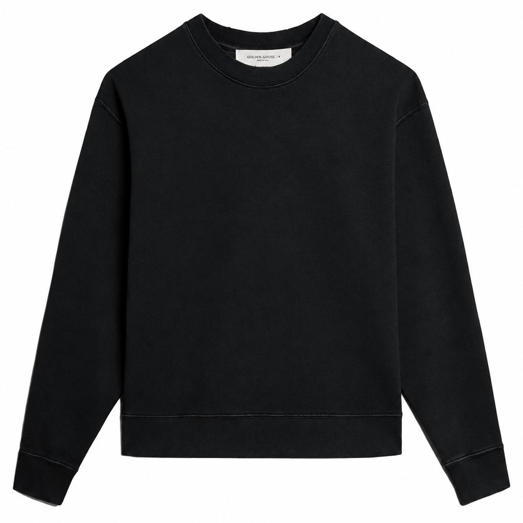 Golden Goose Cotton Jersey Sweatshirt with reverse Logo in Washed Black