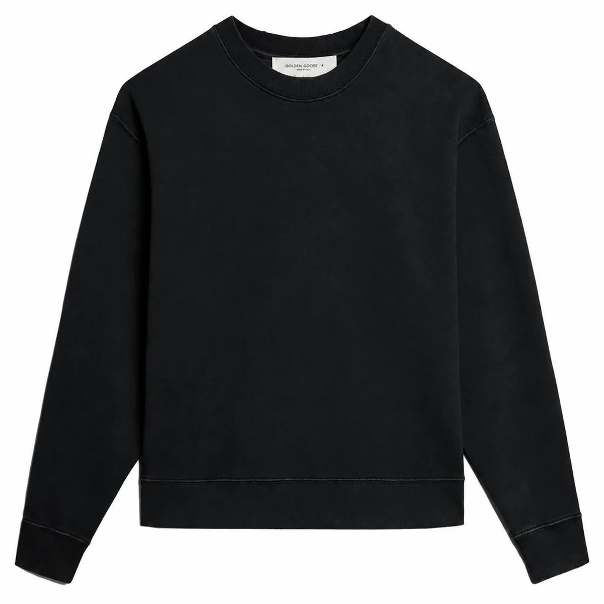 Golden Goose Cotton Jersey Sweatshirt with reverse Logo in Washed Black
