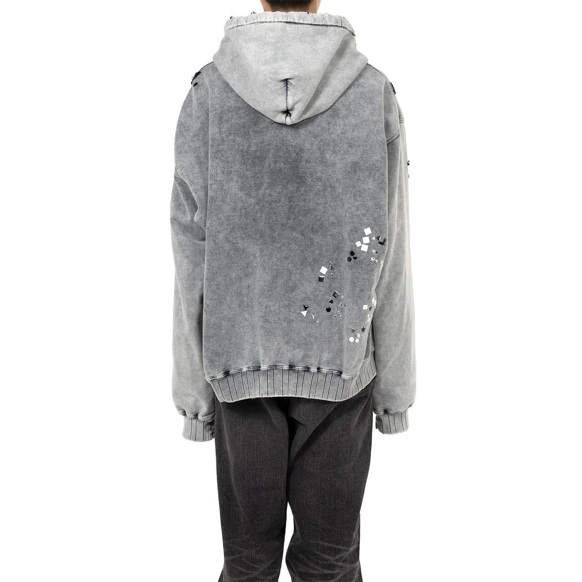 Maison Mihara Embellished Bleached Gray Hoodie
