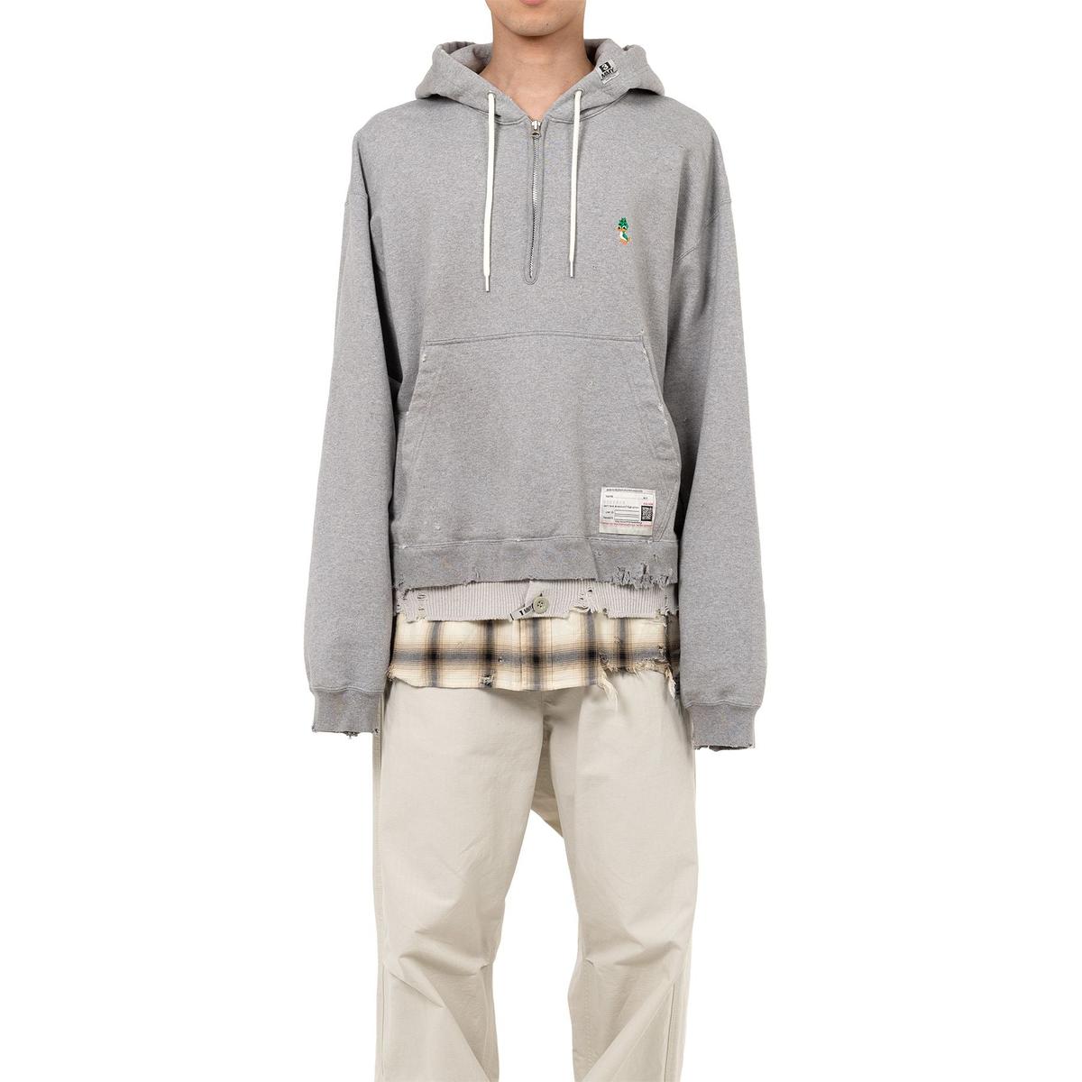 Maison Mihara Triple Layered Half-zip Gray Hoodie