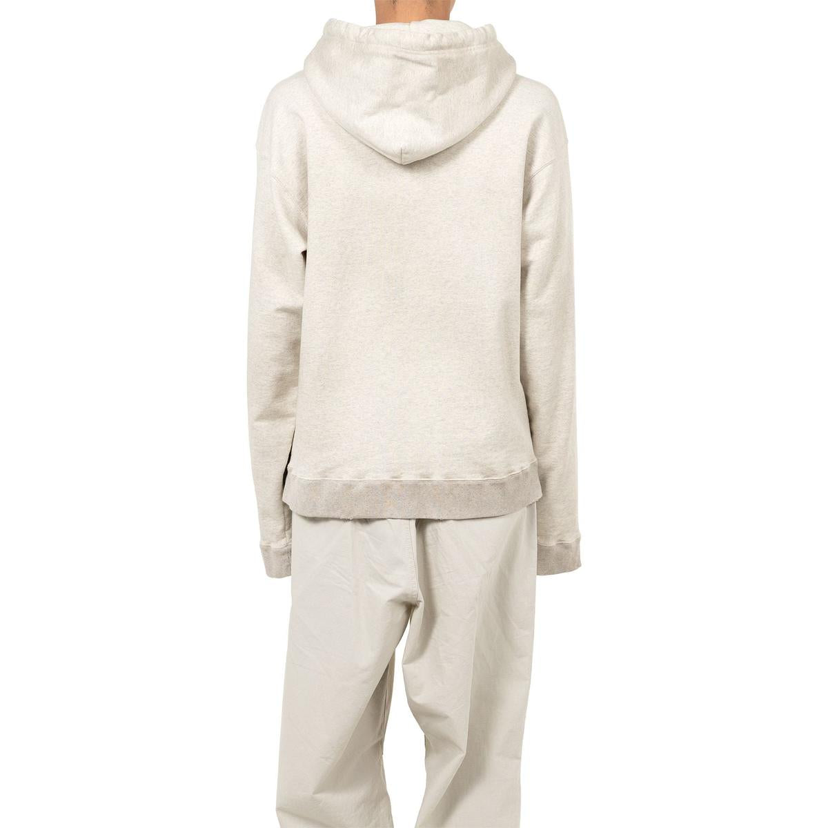 Maison Mihara Dog Printed Embellished Distressed White Hoodie