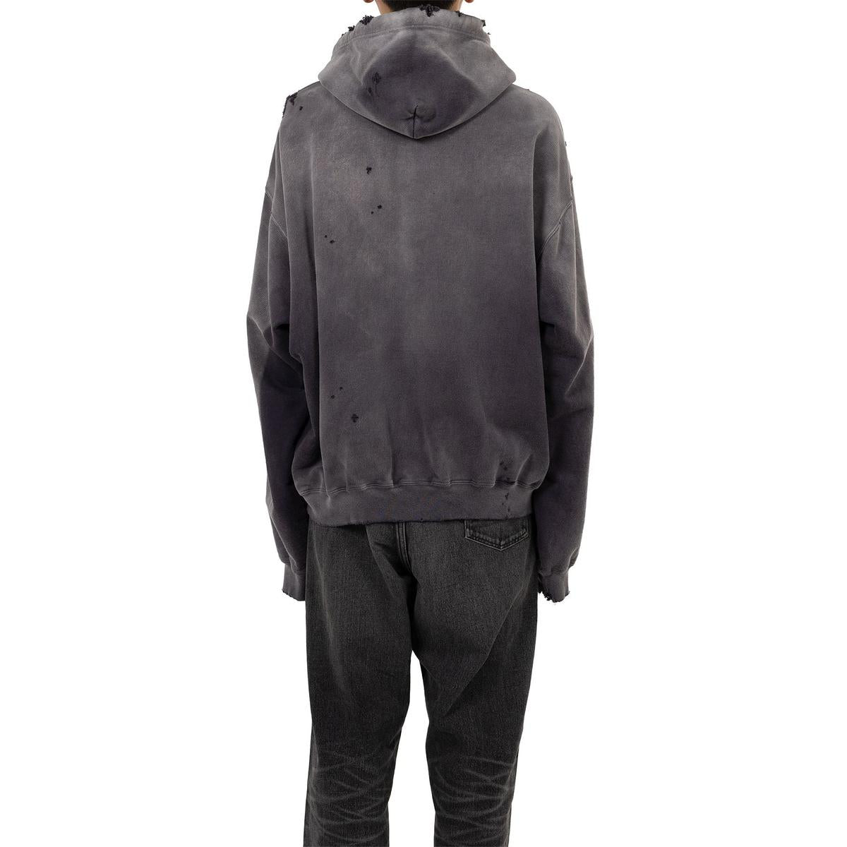 Maison Mihara Sun Faded Like Zip-up Black Hoodie