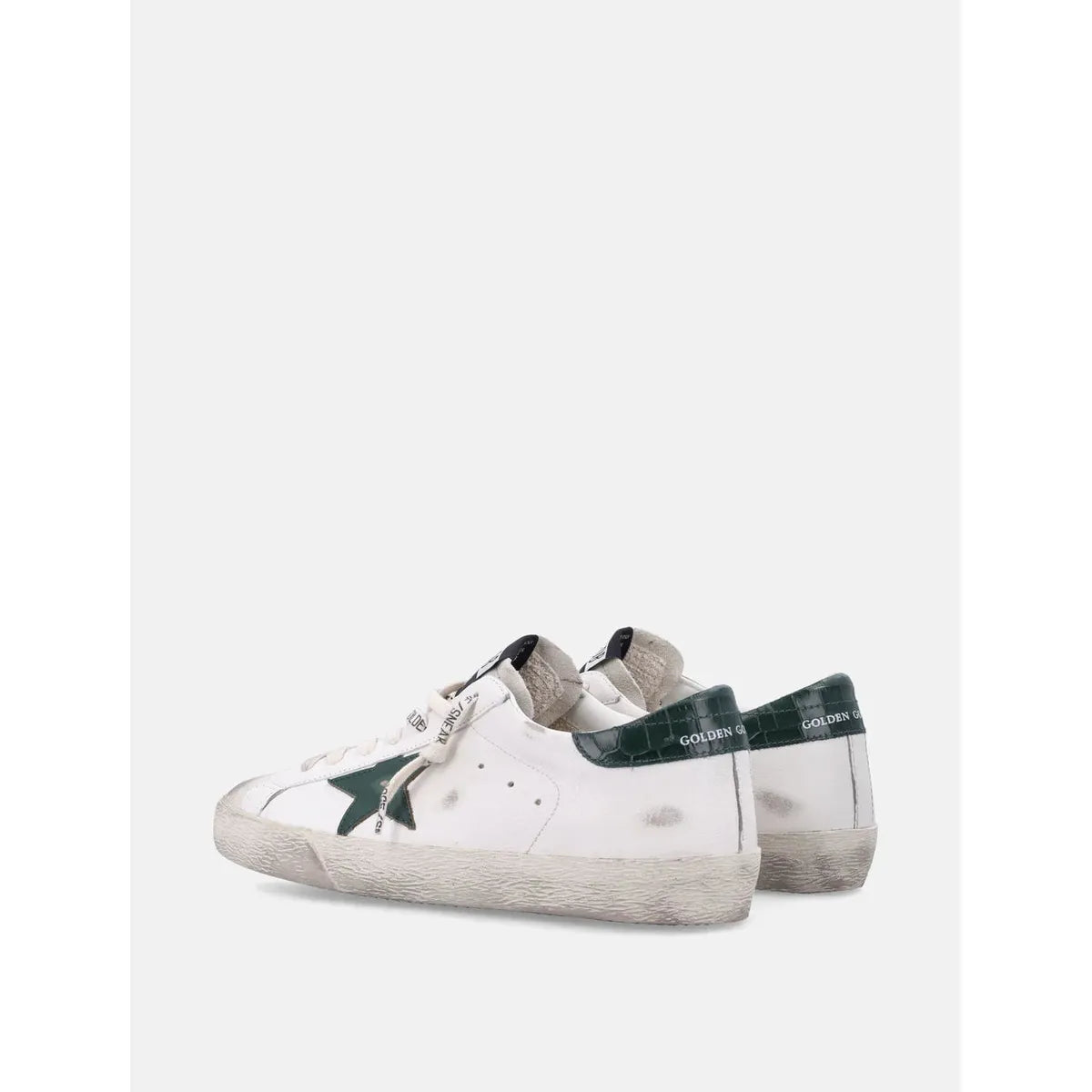 Golden Goose White/Green Super-Star Sneakers