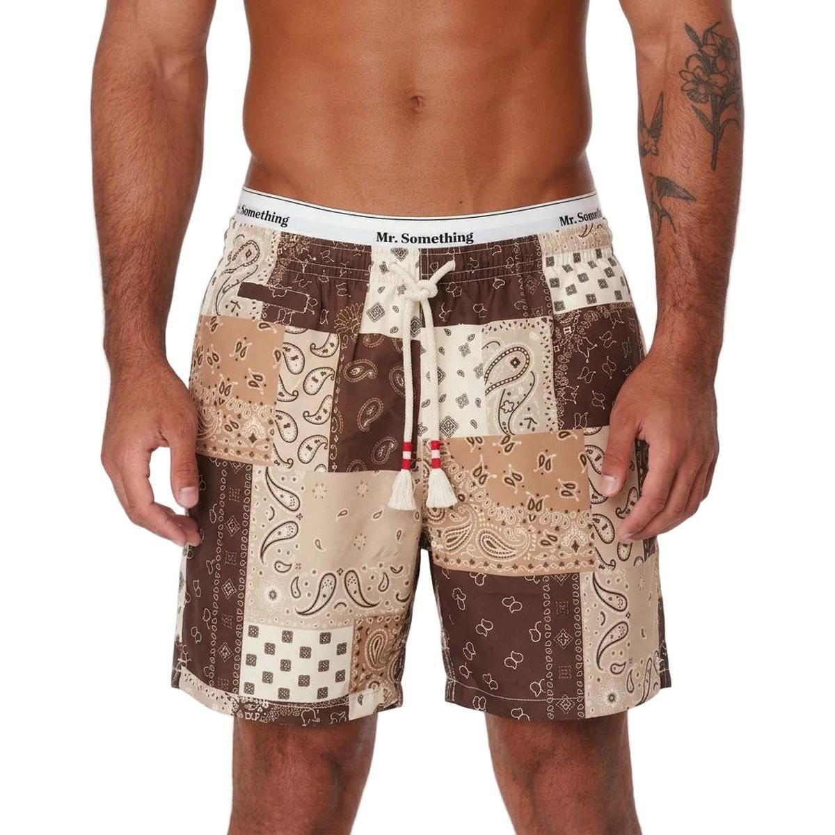 MC2 Saint Barth Caprese Swim Shorts in Brown Bandana Patch