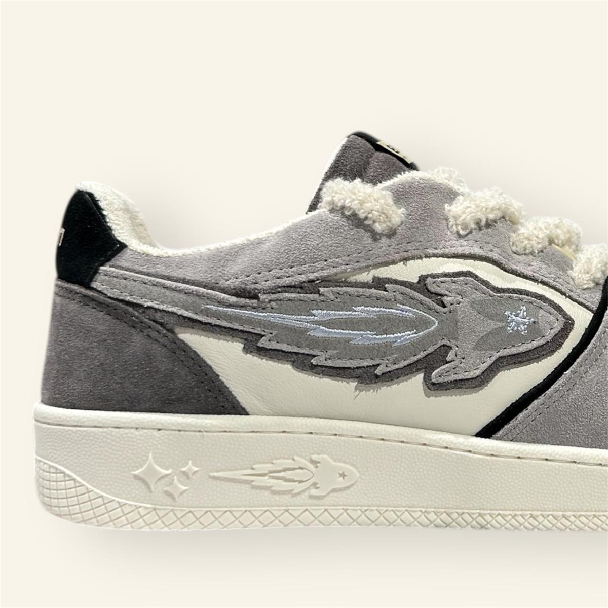 Enterprise Japan X Mr Something EGG Rocket Sneakers In Fumo/Nero/Confetto Suede and Leather