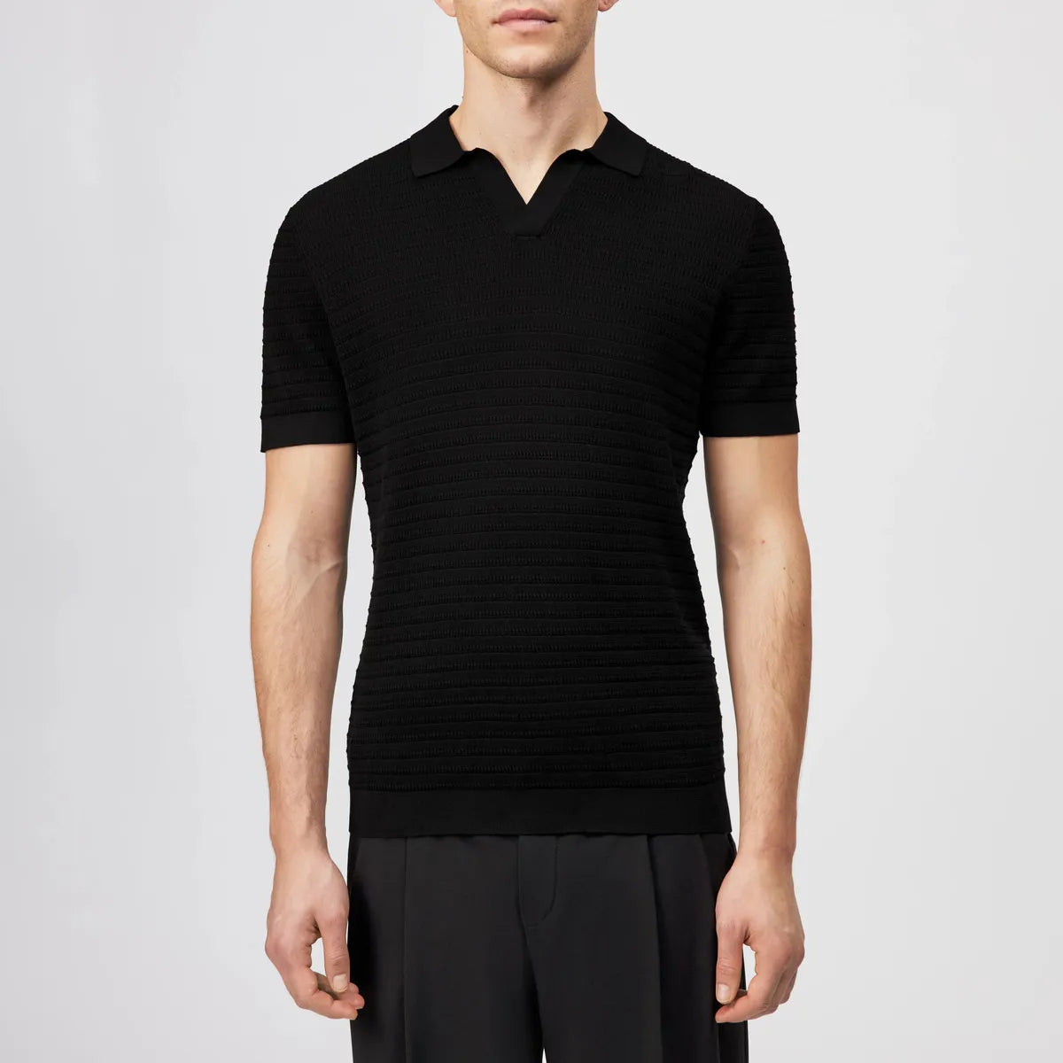 Drykorn Braian Black Knitted Polo Shirt