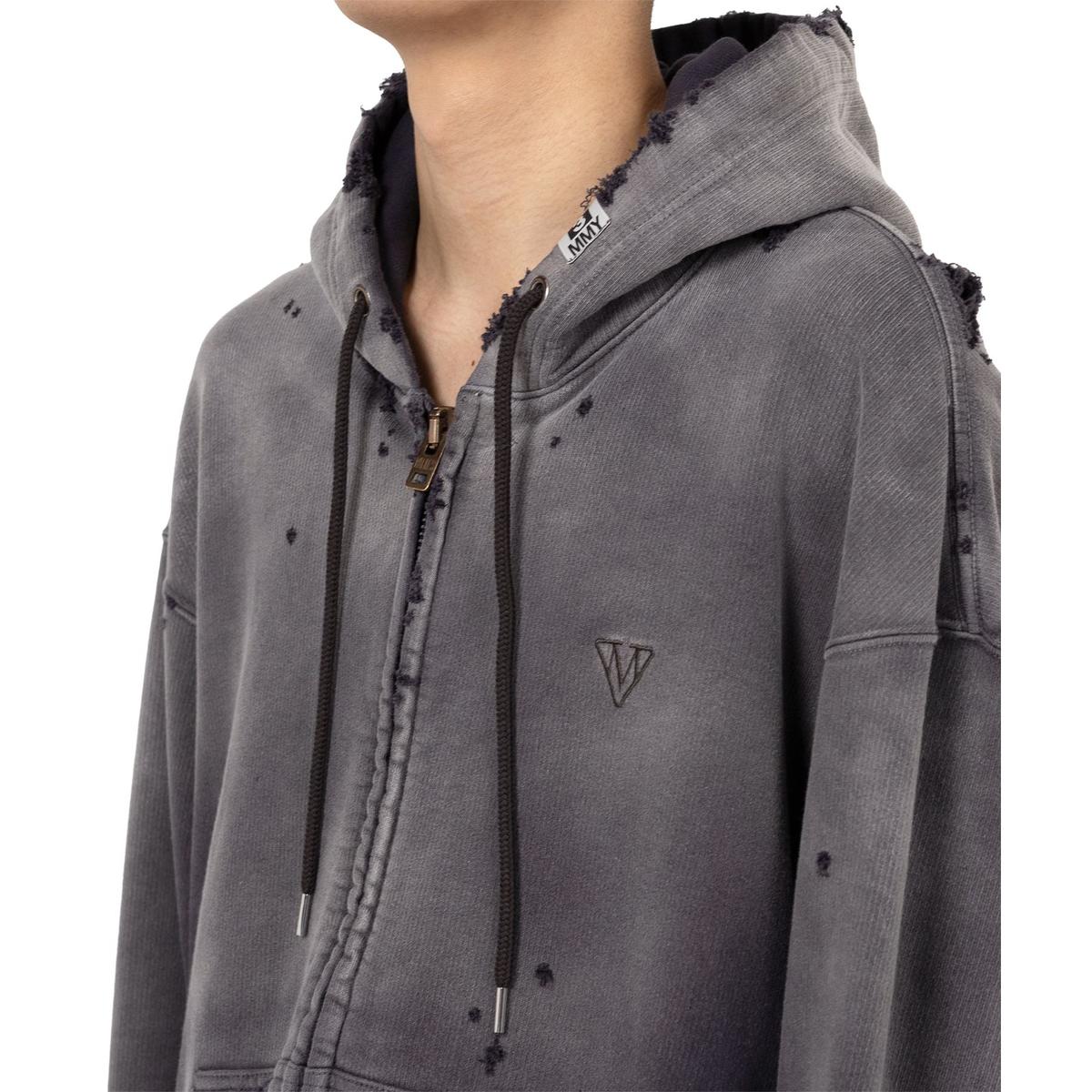 Maison Mihara Sun Faded Like Zip-up Black Hoodie