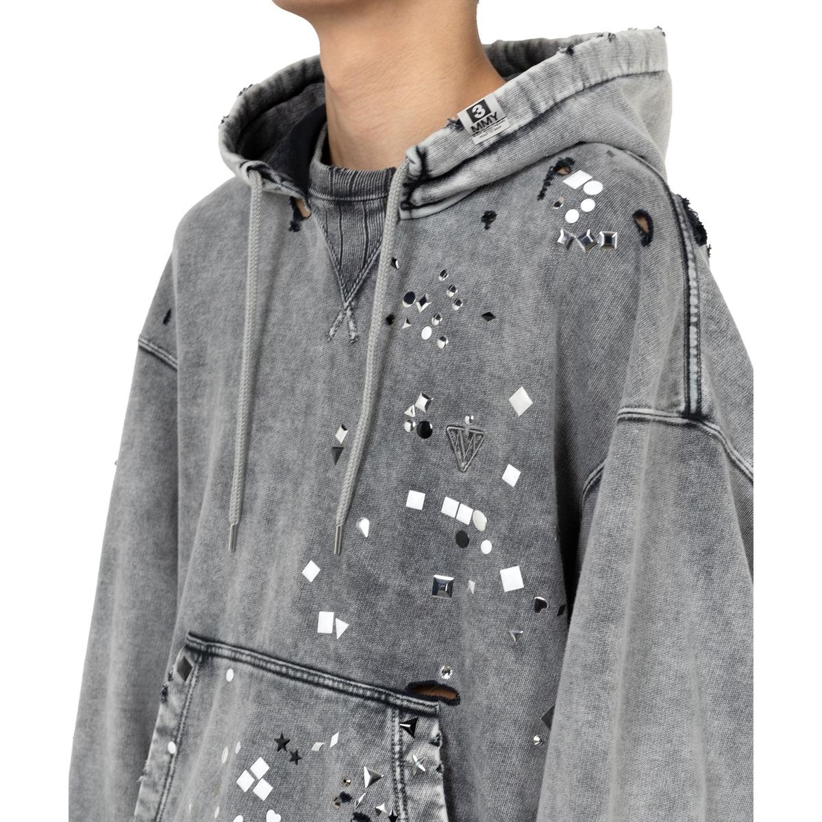 Maison Mihara Embellished Bleached Gray Hoodie