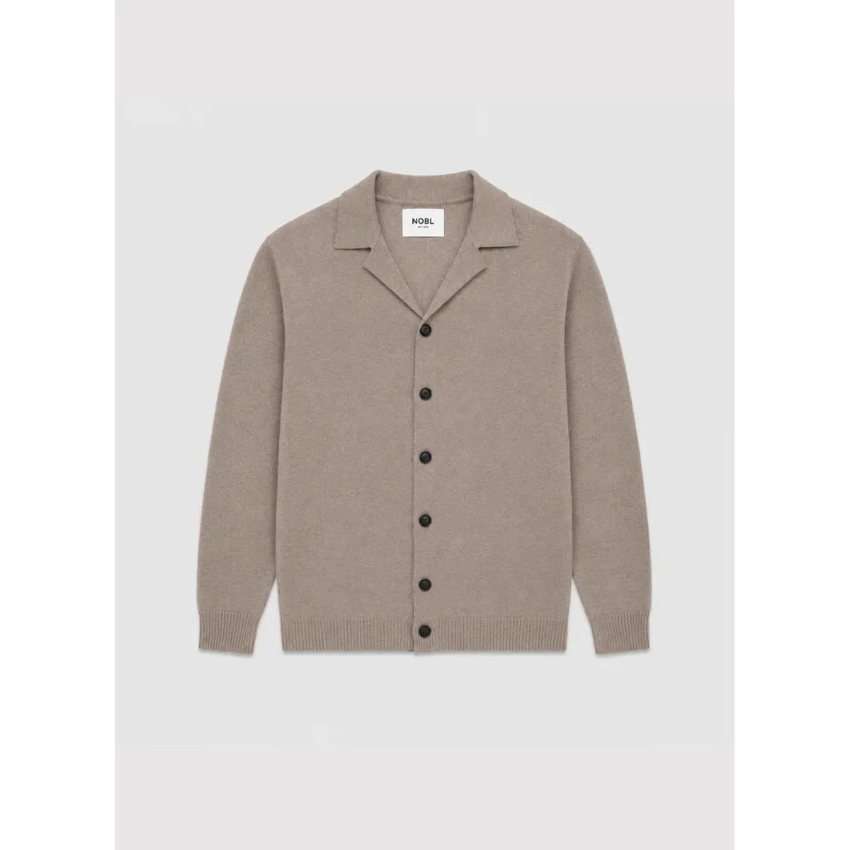 NOBL Marley Cuban Collar Knit Shirt - Mushroom