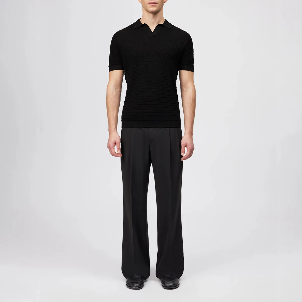 Drykorn Braian Black Knitted Polo Shirt