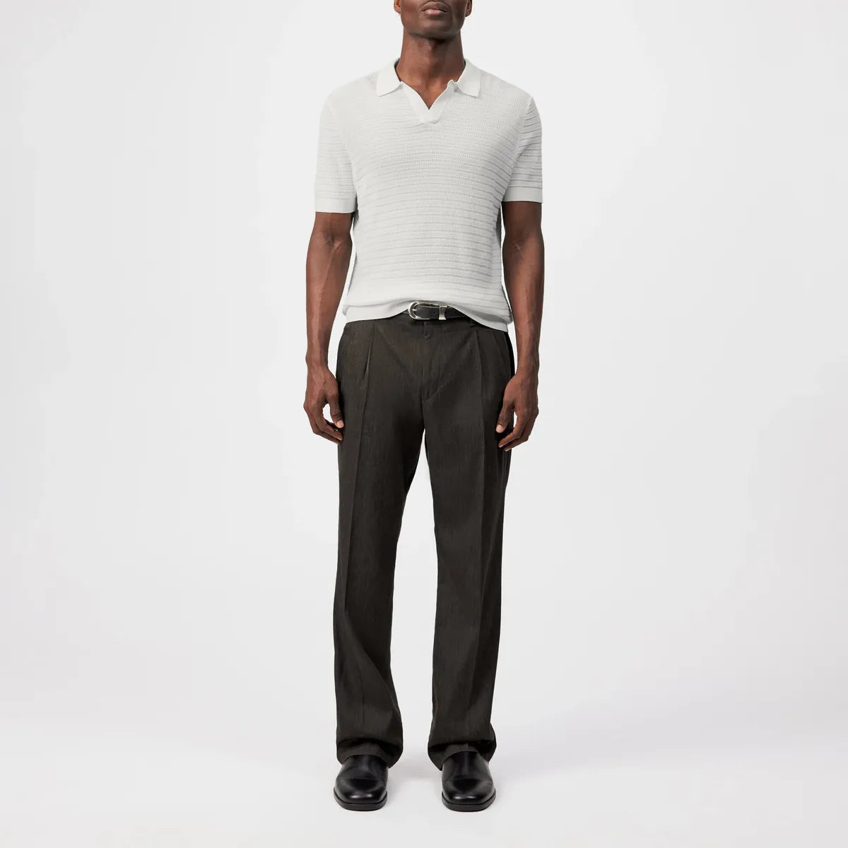 Drykorn Braian Ecru Knitted Polo Shirt