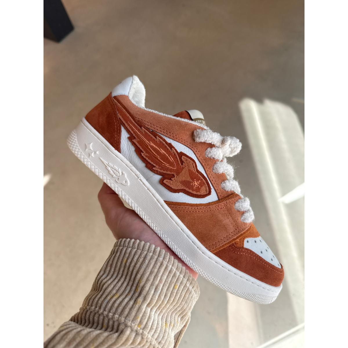 Enterprise Japan X Mr Something EGG Rocket Sneakers In Salmone/Ruggine/Bianco Suede and Nubuck