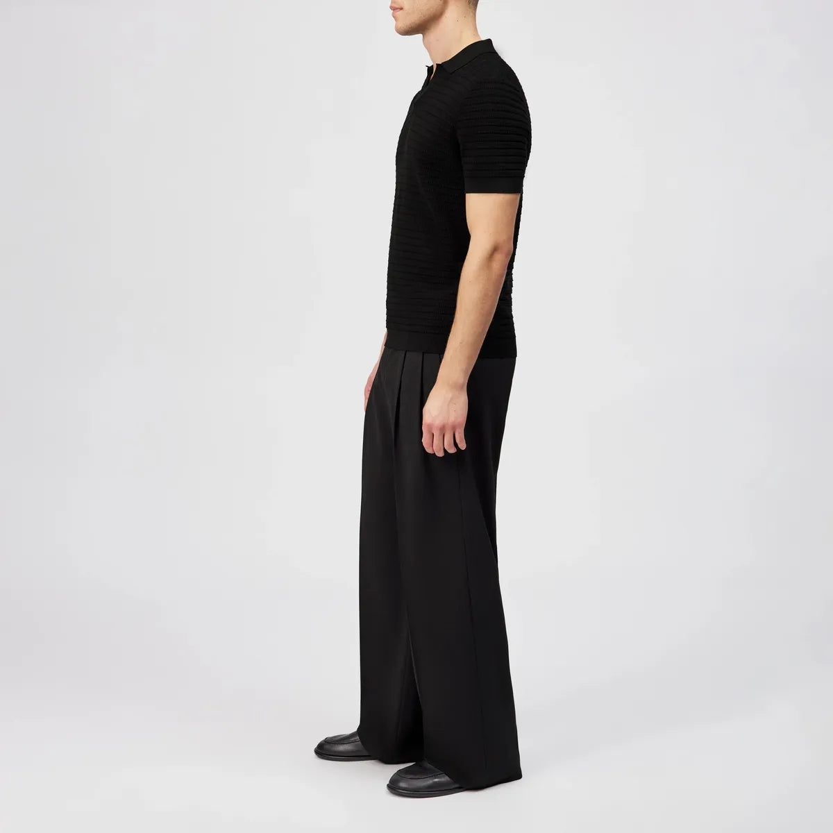 Drykorn Braian Black Knitted Polo Shirt
