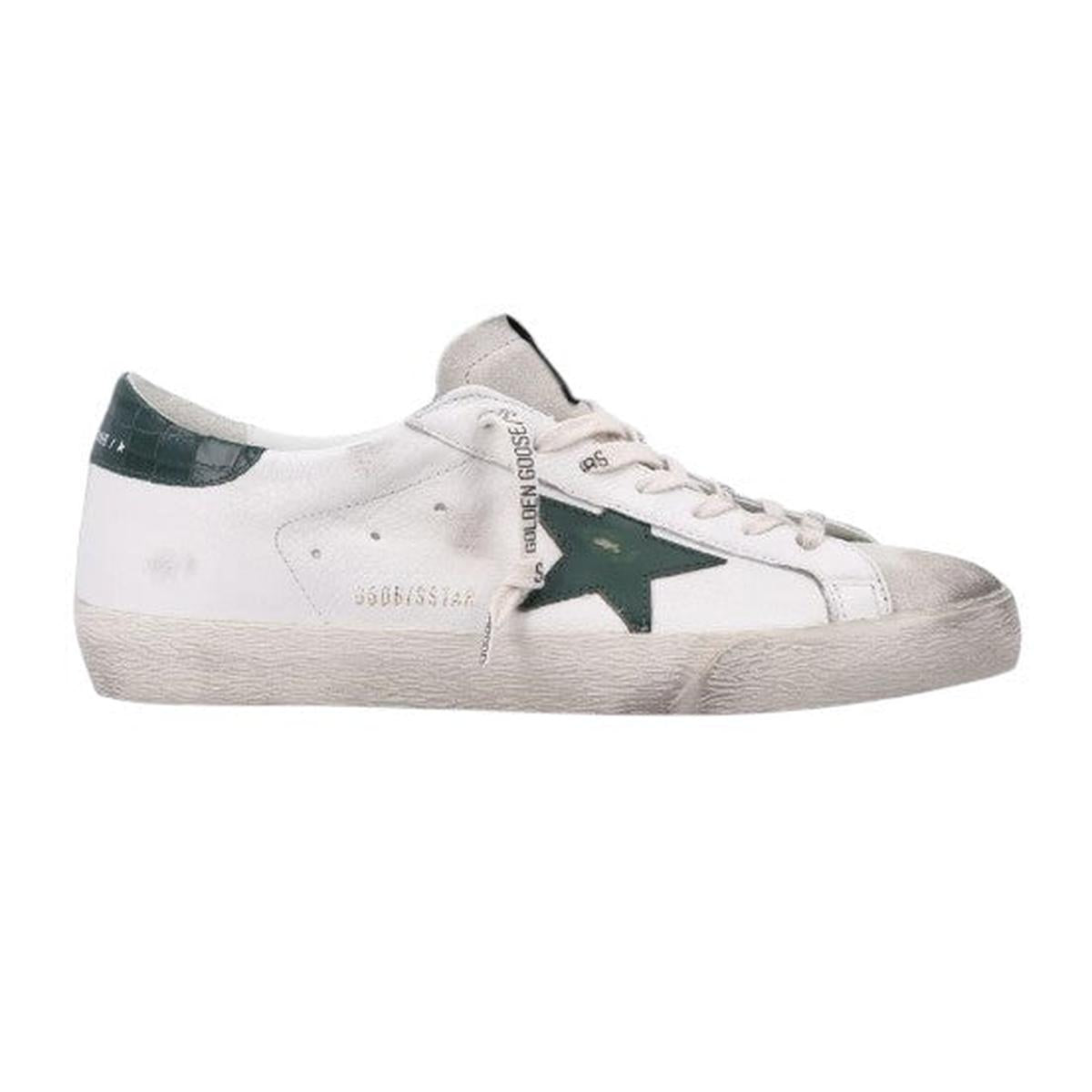 Golden Goose Super-Star Sneakers in White and Green