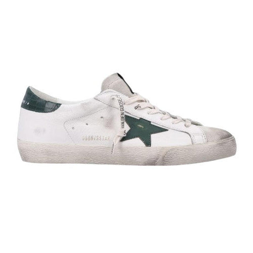 Golden Goose Super-Star Sneakers in White and Green