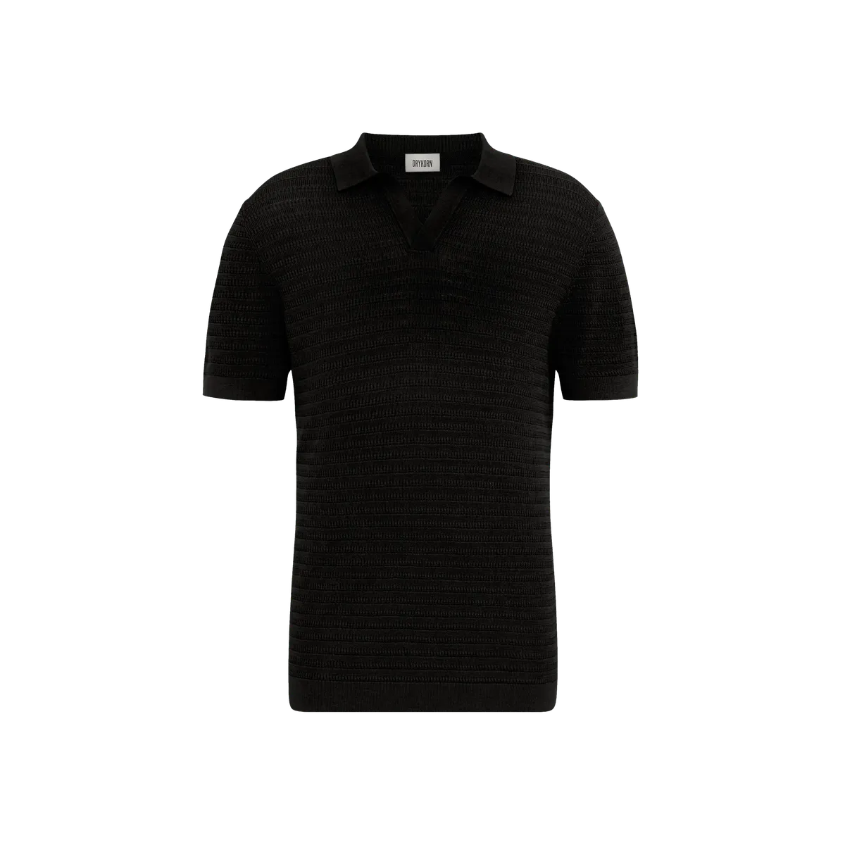 Drykorn Braian Black Knitted Polo Shirt