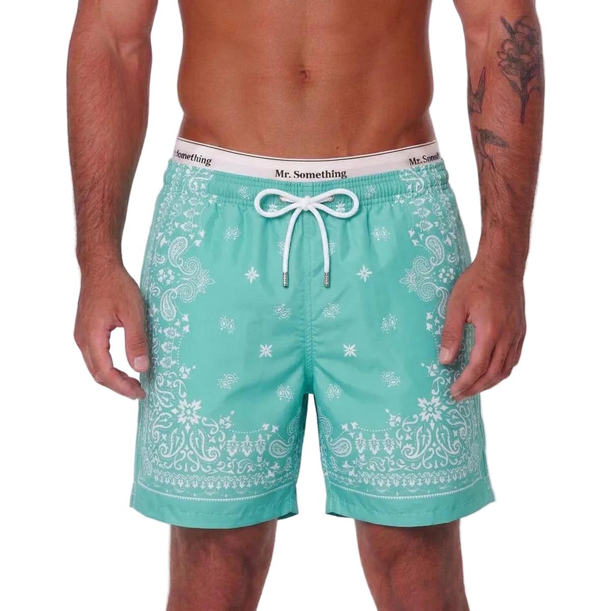 MC2 Saint Barth Gustavia Swim Shorts in Sage Green Bandana Paisley Print