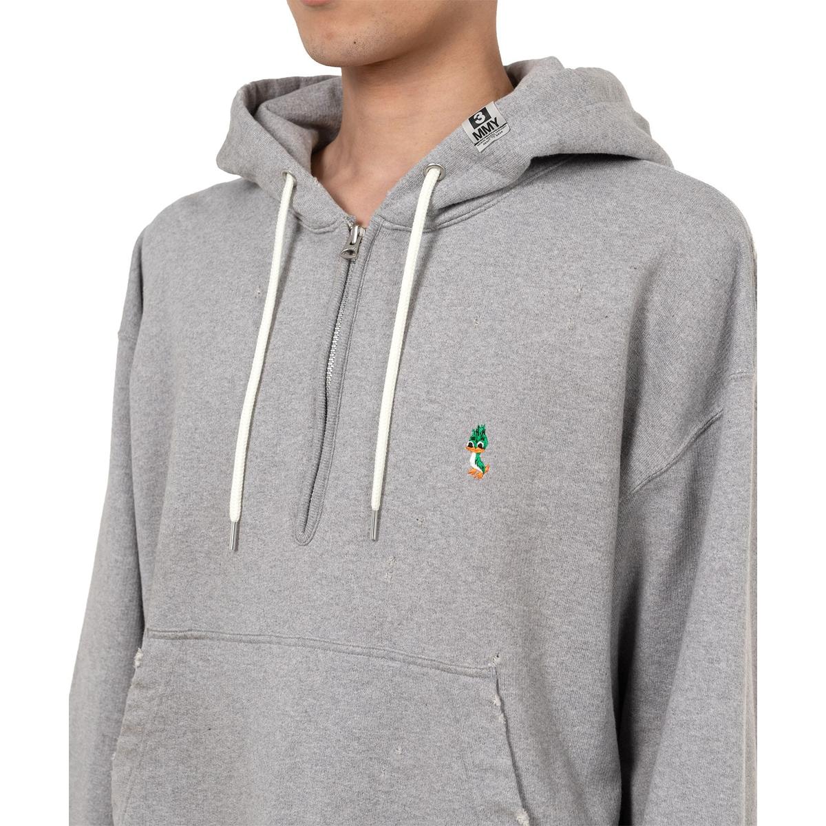 Maison Mihara Triple Layered Half-zip Gray Hoodie