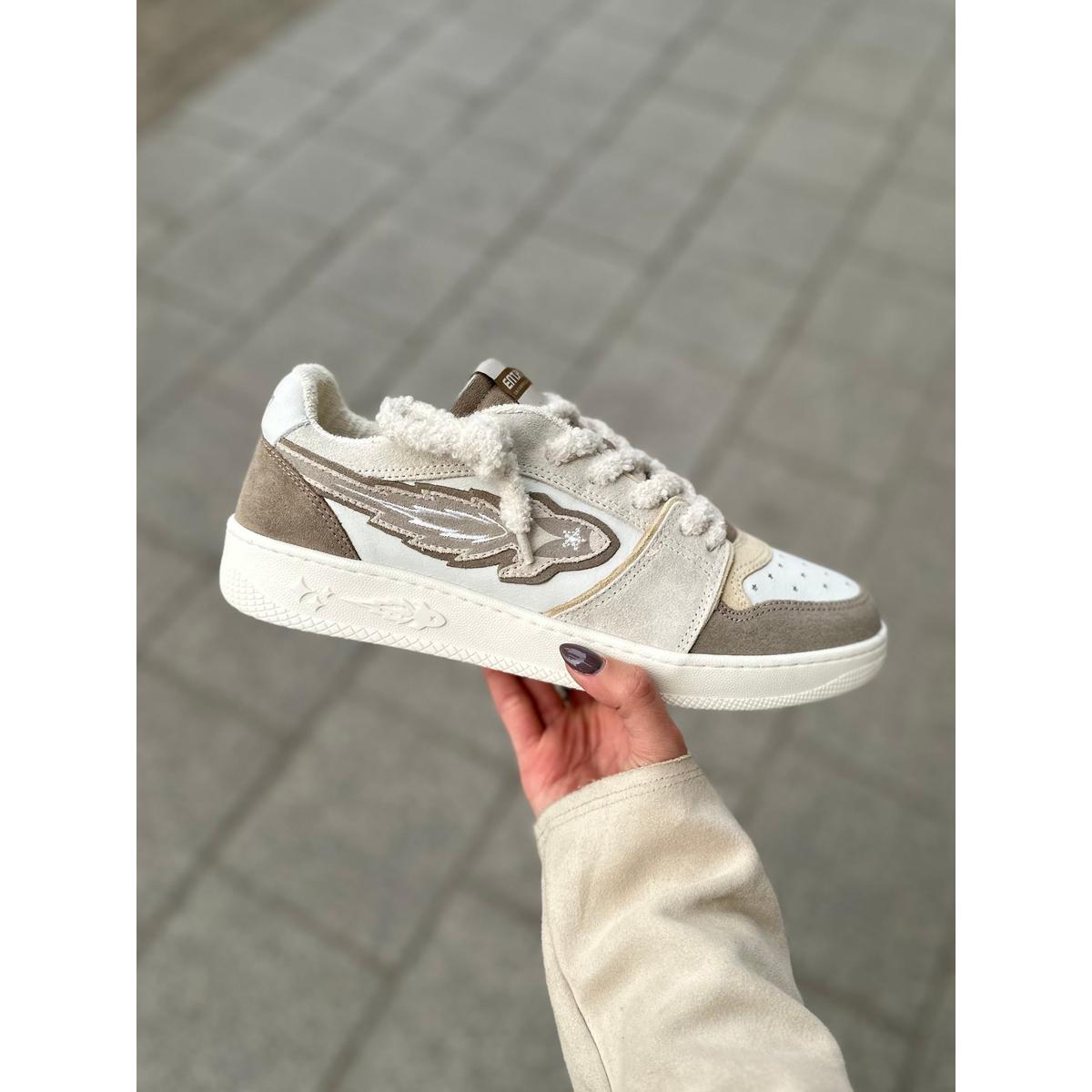 Enterprise Japan X Mr Something EGG Rocket Sneakers In Marble/Ecru/Bianco Suede and Nubuck