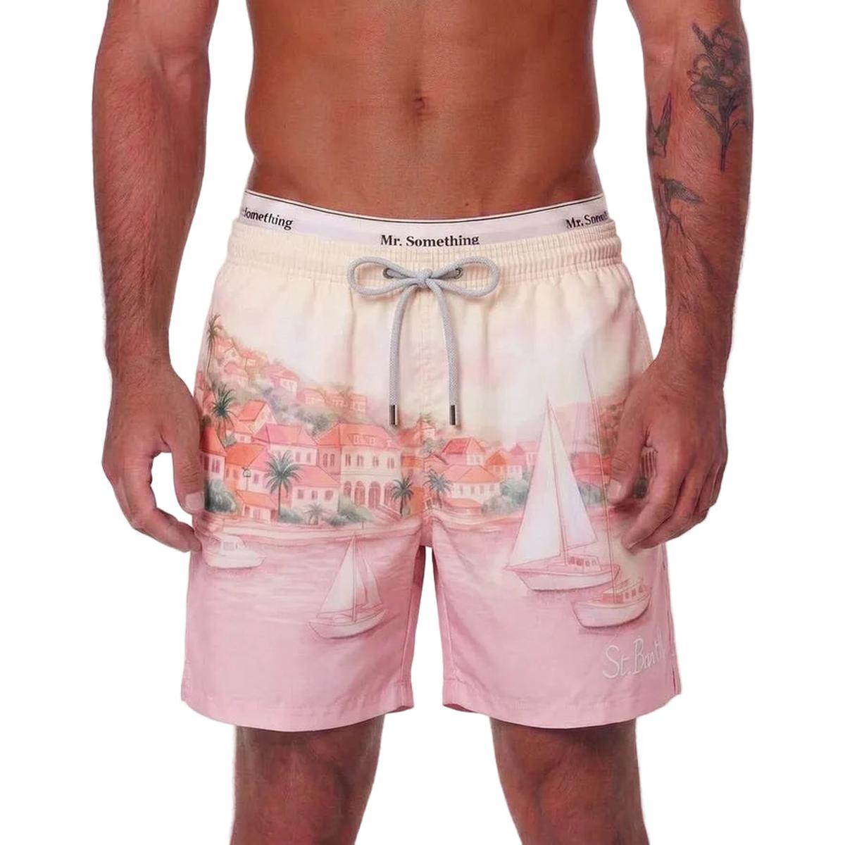 MC2 Saint Barth Gustavia Swim Shorts in ST Barth Sunset Placed Print