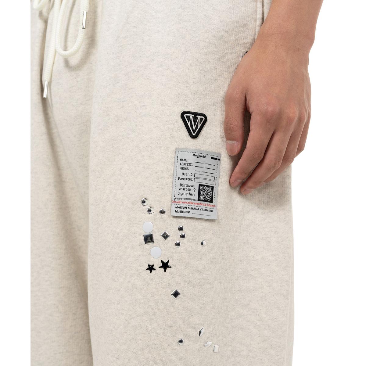 Maison Mihara Embellished Distressed White Sweat Pants