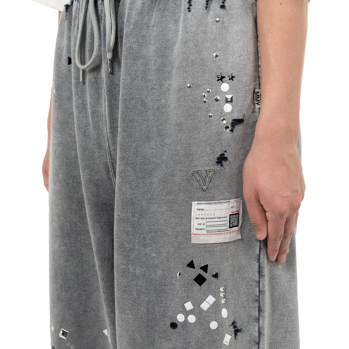 Maison Mihara Embellished Bleached Gray Sweat Pants