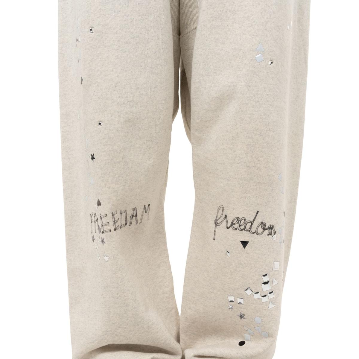 Maison Mihara Embellished Distressed White Sweat Pants