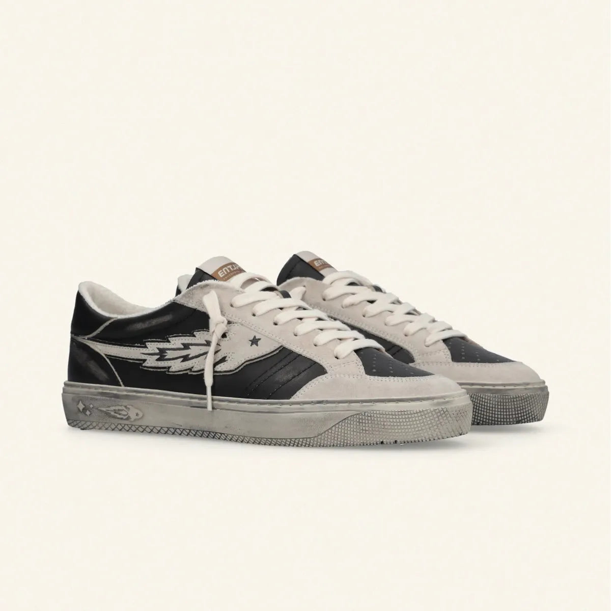 Enterprise Japan Jupiter Vintage Calf Suede Black Sneakers