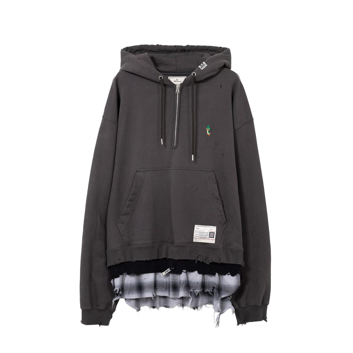 Maison Mihara Triple Layered Half-zip Black Hoodie