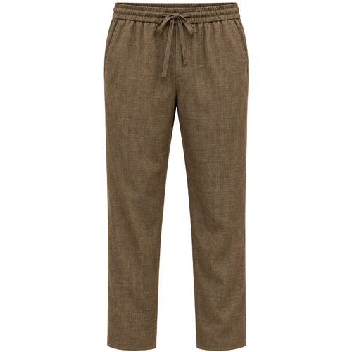 NOBL Thorley Textured Drawstring Trousers in Brown