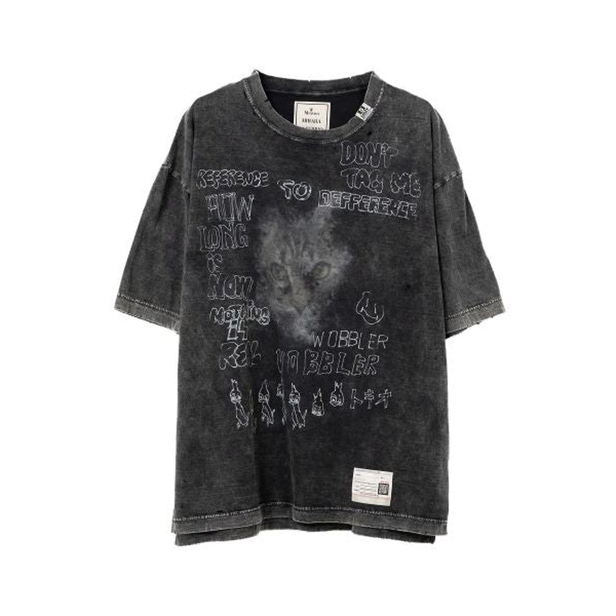 Maison Mihara Distressed Cat Print T-shirt