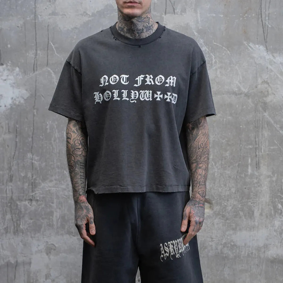 ASKYURSELF Not From Hollywood T-Shirt in Vintage Black