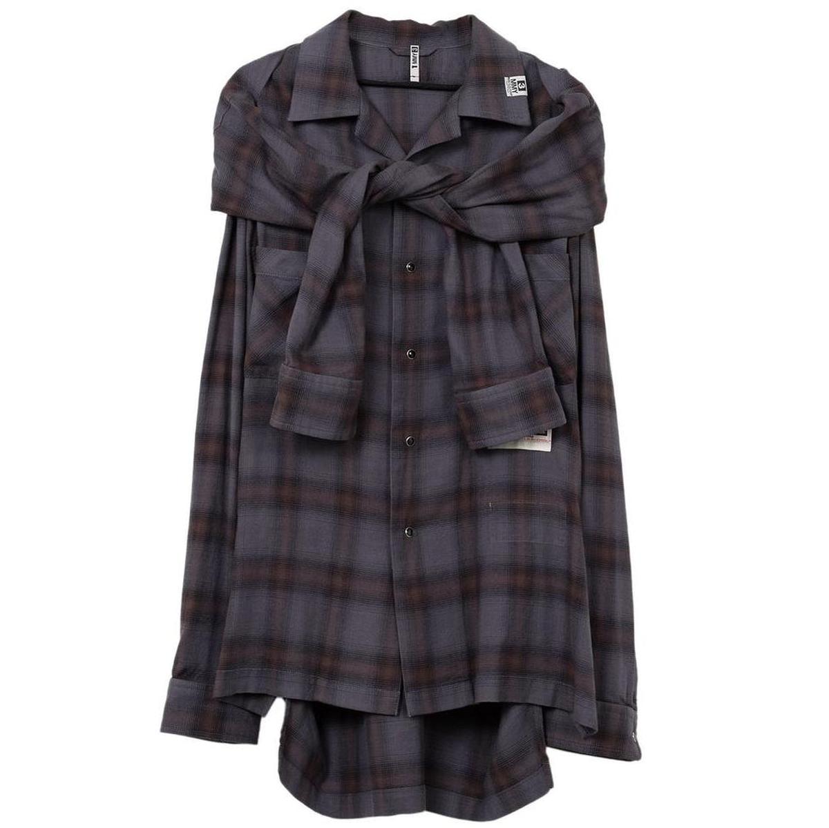 Maison Mihara Yasuhiro Sleeve Layered Check Shirt